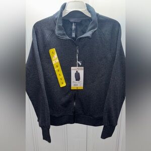 Mondetta Women's Small Charcoal Gray Fleece Full-Zip Jacket-NWT